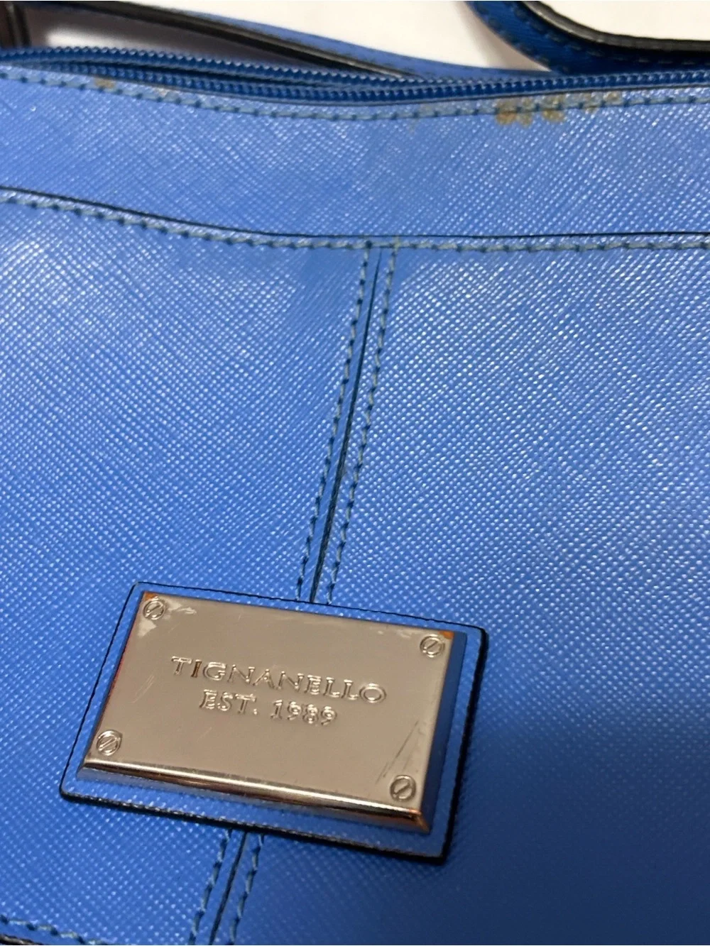 Tignanello Blue Crossbody Bag Gold Logo stylish bag for women